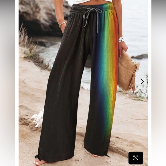 PRIDE Rainbow Cotton Wide Leg Pants - Picture 1 of 6